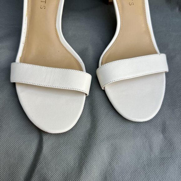Talbots Size 7 White Sling Back Heels Peep Toe Shoes Ankle Buckle Spring Summer - Picture 4 of 10